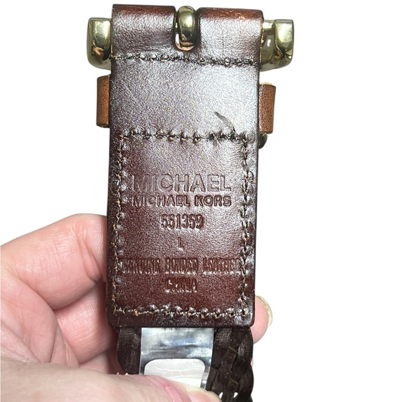 Michael Michael Kors brown woven leather belt with gold buckle - Picture 7 of 8